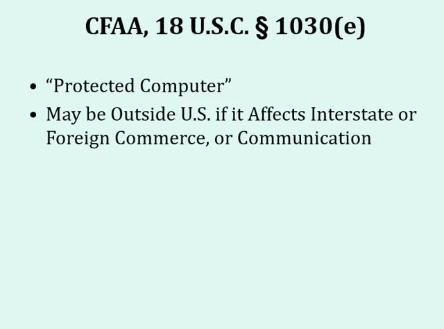 CIS 096 Computer Fraud and Abuse Act and Nosal